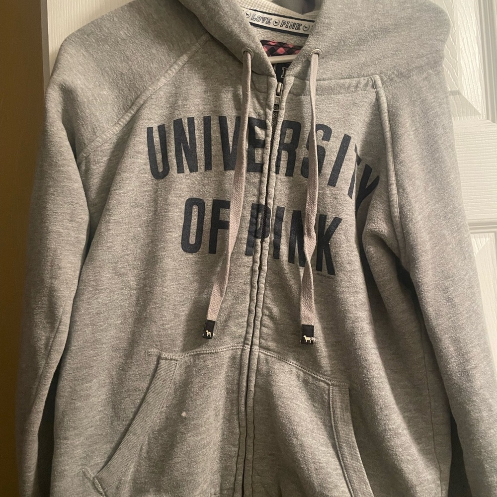 Victoria's Secret Pink Plaid Accent Hoodie